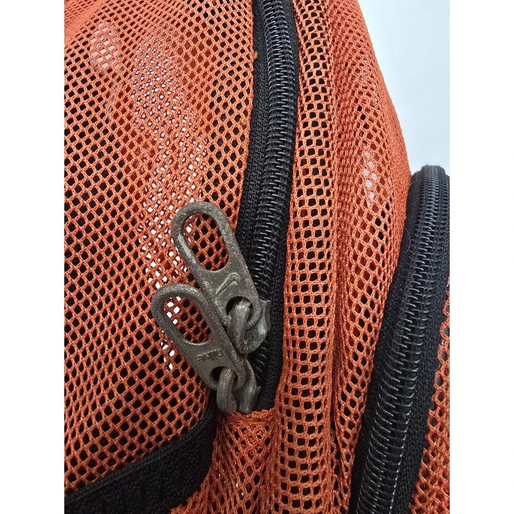 Nike Brasilia 7 Large Mesh Backpack Orange Black BZ9719-801 READ DAMAGED